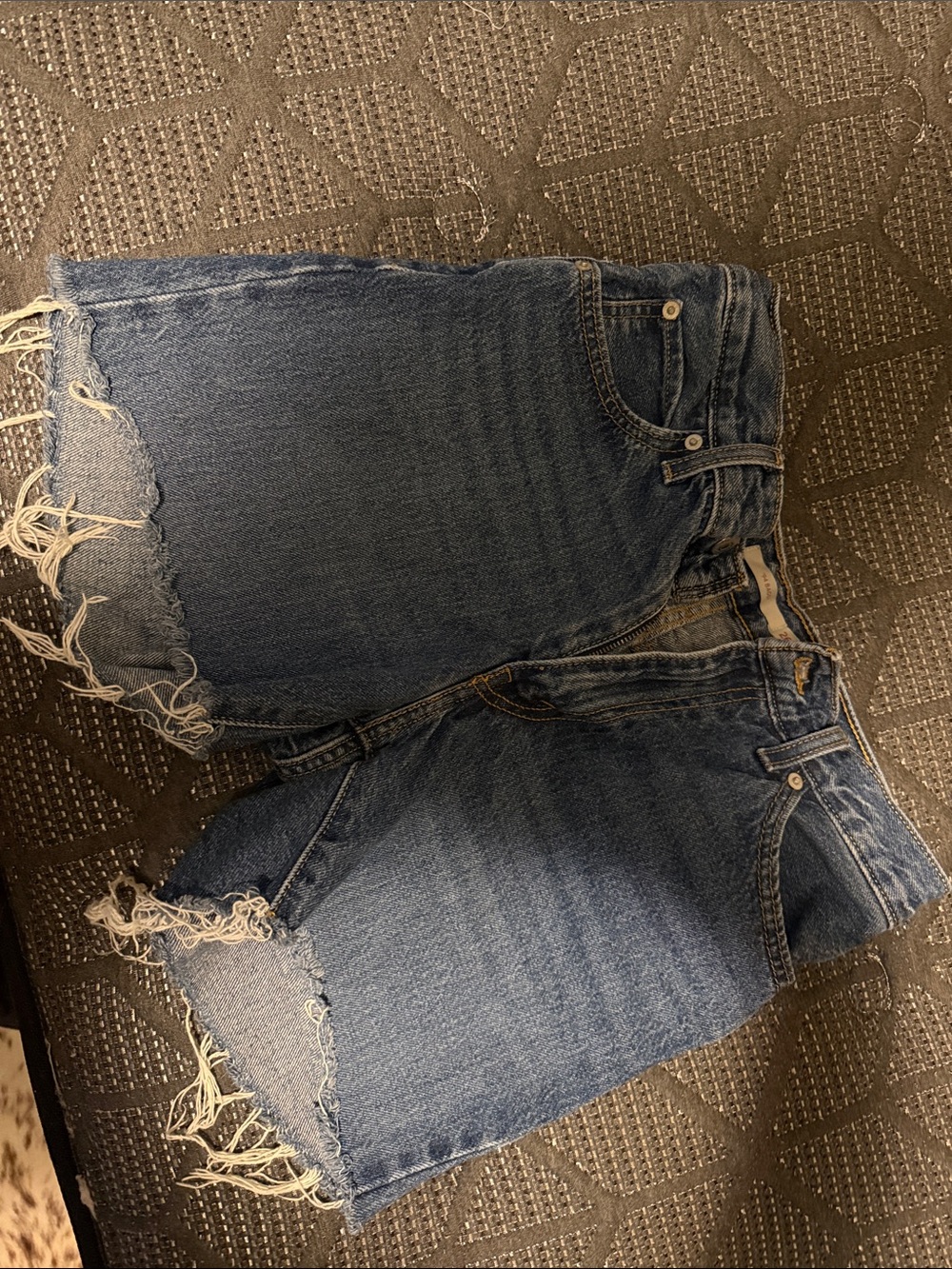 Levi's Blue Distressed Denim Boyfriend Shorts